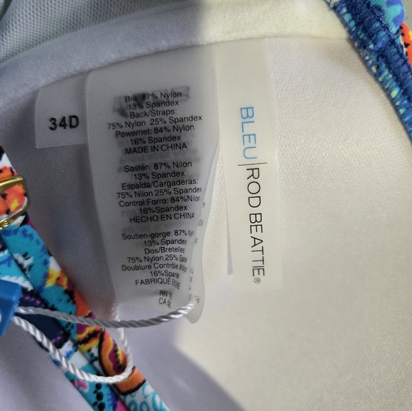 NWT Women's BLEU ROD BEATTE Bikini Top Multi-Color Size 34D - Picture 8 of 8